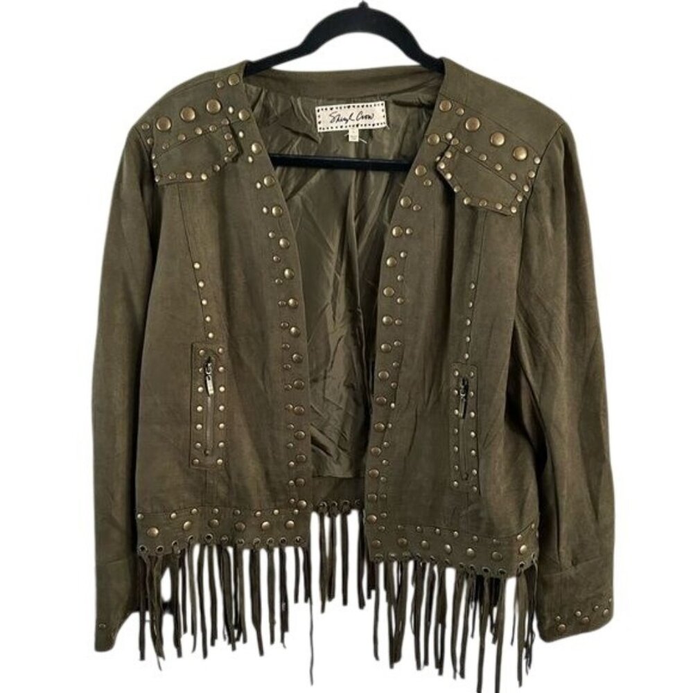 Sheryl Crow Green Studded Tasseled Cover Jacket Sz Largr Western Rock